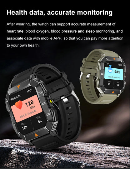 New Outdoor Rugged Military GPS Sports Track Smartｗatches Men's Waterproof Bluetooth Call Voice Assistant Heart Rate Smart Watch