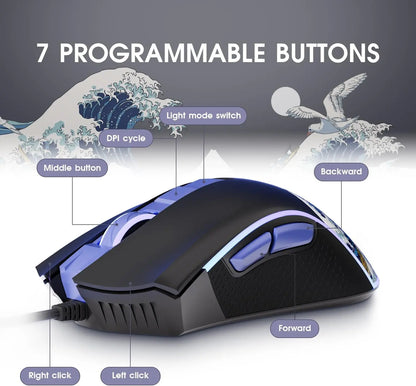 XVX Wired Gaming Mouse 12000 DPI RGB Gaming Mouse with 12 Backlit Modes &7 Macro Buttons PC Gaming Mouse