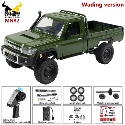 MN MODEL RC 1:12 4x4 Jungle Diving Car Climbing Off-road Wading Vehicle Rock Crawler Shovel Tool Box Truck Toy for Adult Gift