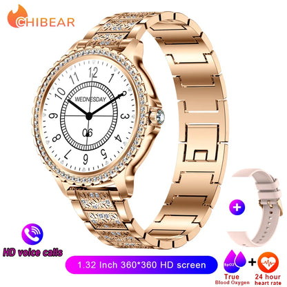 2005 New Fashion Ladies Bluetooth Call Smart Watch AMOLED HD Screen Health Monitoring Sports Diamond Smartwatch IOS Android