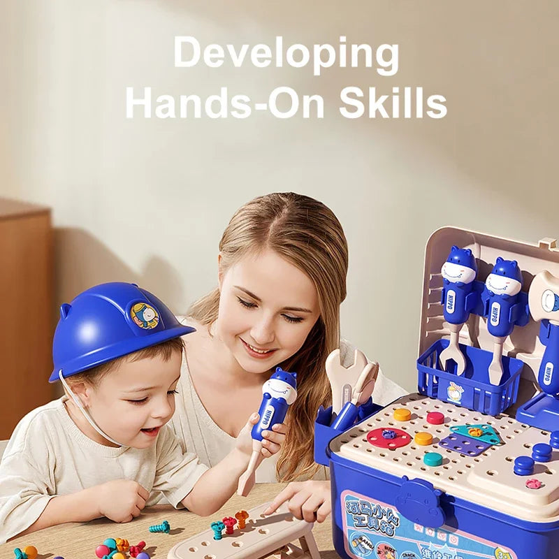 Children's Tool Set with Electric Toy Drill Kids Power Construction Toy Pretend Play Toy Tools Kit for Toddler Boys Girls Child