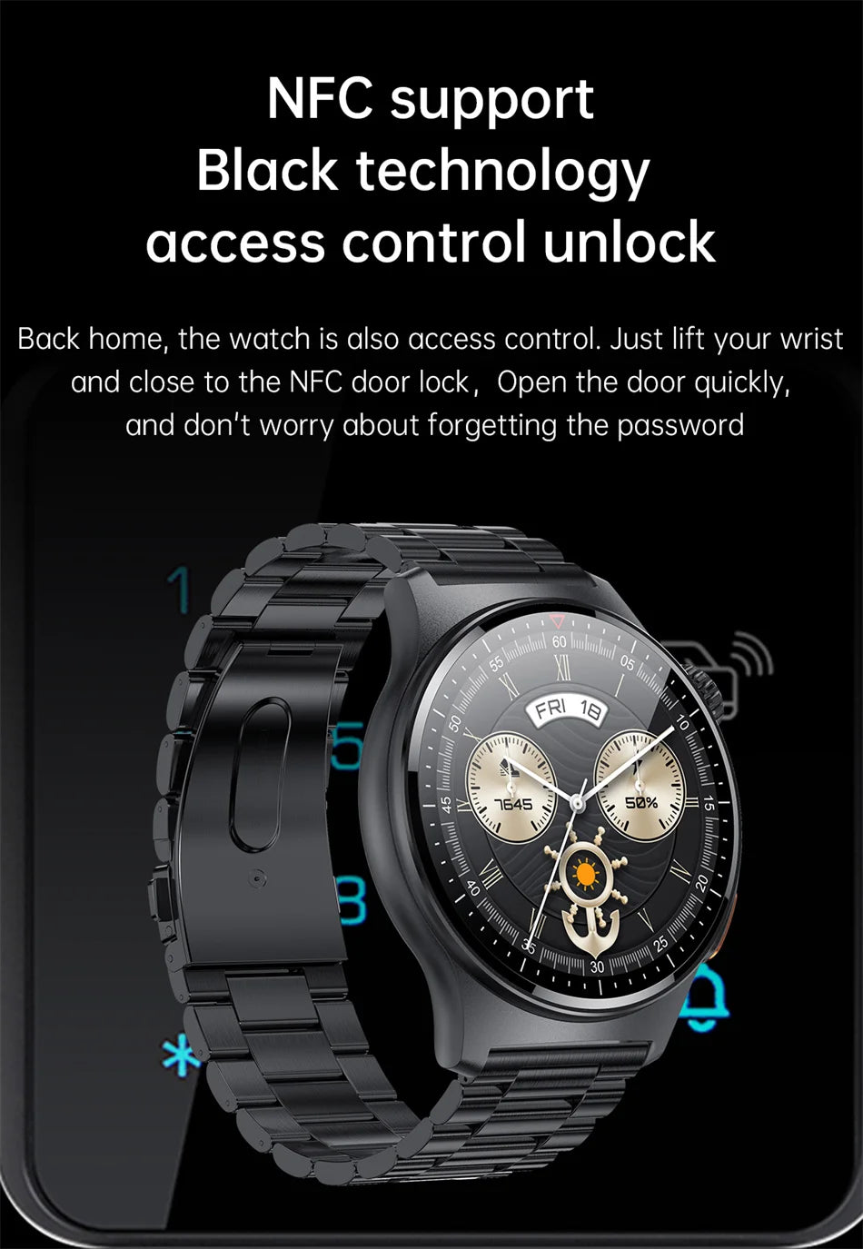 Men's Bluetooth Call Smart Watch GPS Sports NFC Health Monitoring Weather Data Waterproof Smartwatch 2025 New