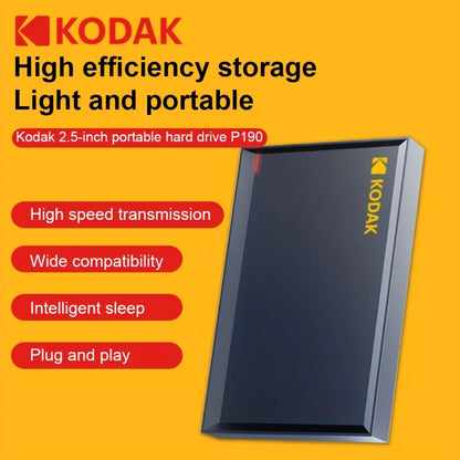 Kodak portable external hard drive PHDD, supports USB 3.0, 500GB/1TB/2TB capacity optional