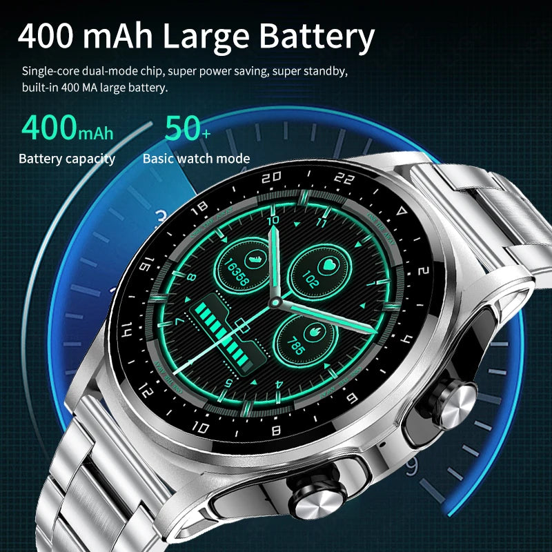 LIGE 2 in 1 Smartwatch Men 400mAh Battery Bluetooth Call With TWS Headset NFC Music Control 100+ Sport Mode Waterproof Watch Man