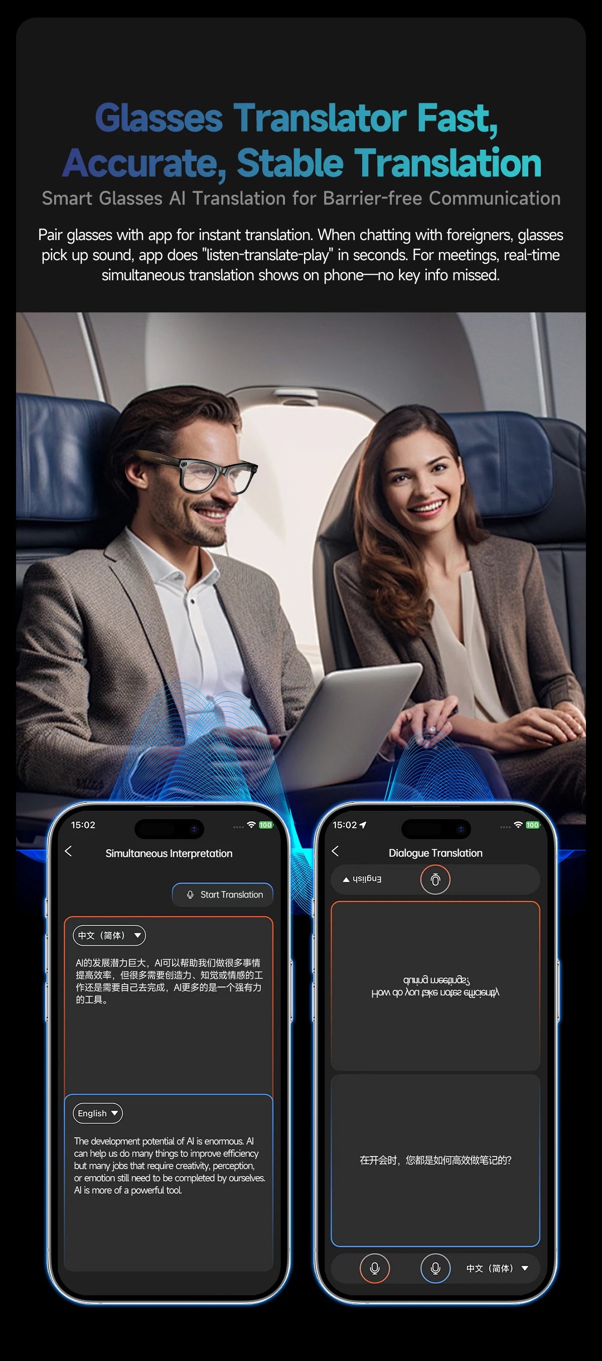 2025 New Smart Glasses Recording Videos AI Photo Recognition Translation Call Sunglasses Men Women Waterproof Bluetooth Glasses