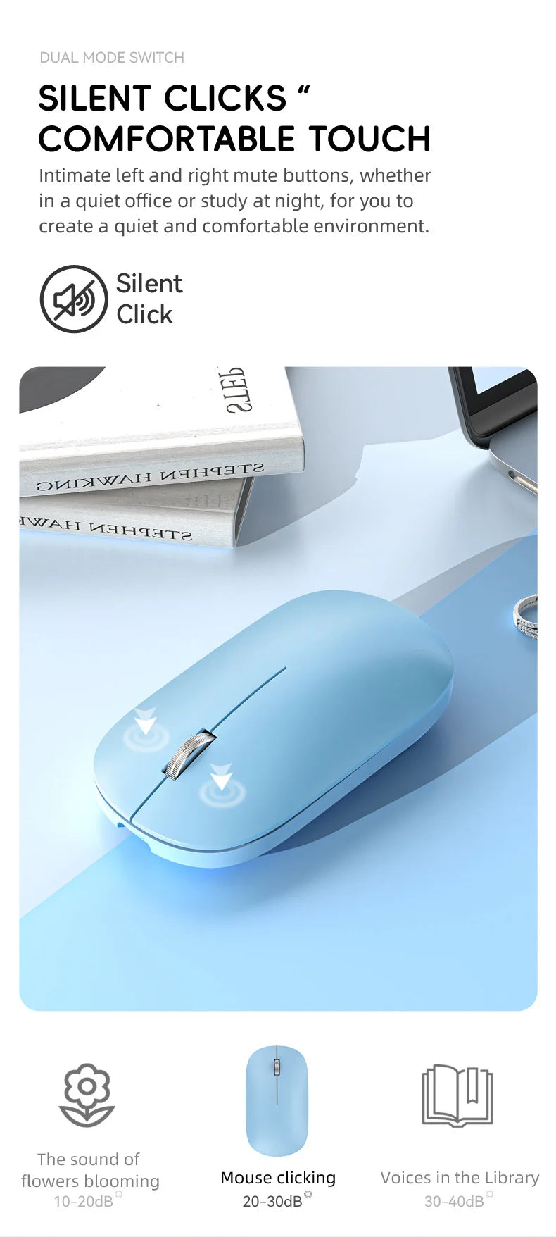 Xiaomi Bluetooth Wireless Mouse Dual Mode DPI Adjustable 2.4G Type-C Rechargeable Silent Ergonomic Morandi Portable Office Mouse