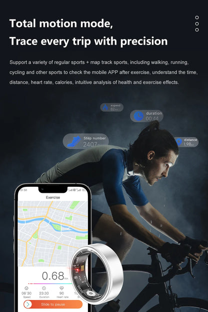Smart Ring with Long Battery Life Lightweight Design Health Tracking Heart Rate and Blood Oxygen Monitoring Sleep Recording