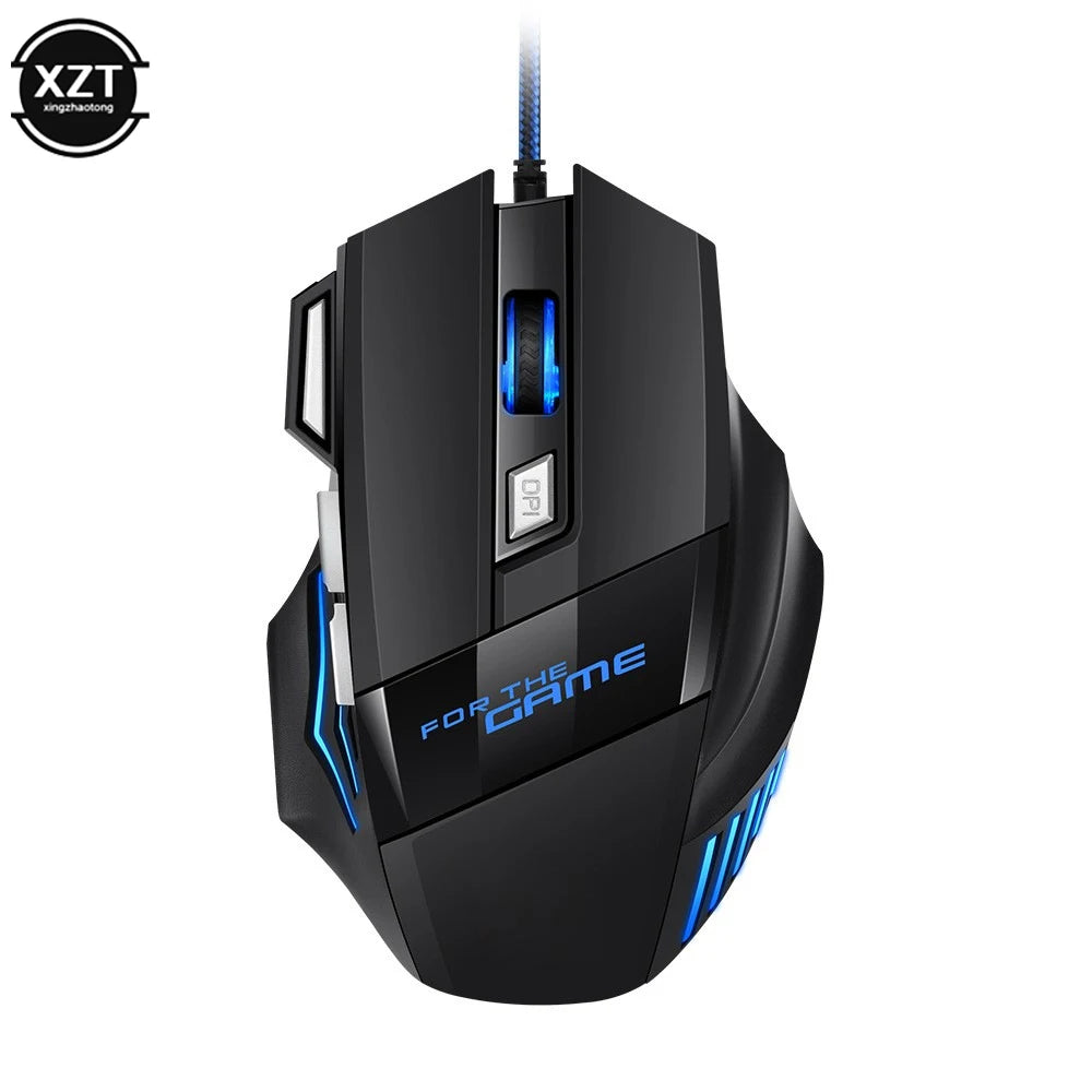 USB Wired Gaming Mouse 7 Button Backlit 5500 DPI Adjustable Black Wired Optical Computer Gaming Mice for PC Computer Desktop
