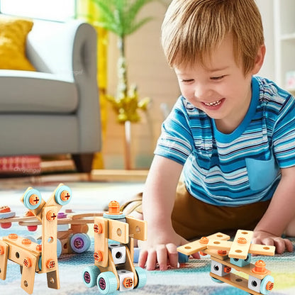 Kids Tool Set DIY Nut Assembly Toy Kit STEM Building Tools Montessori Toys Gifts for Boy Girl, Electric Drill Tool Box Optional