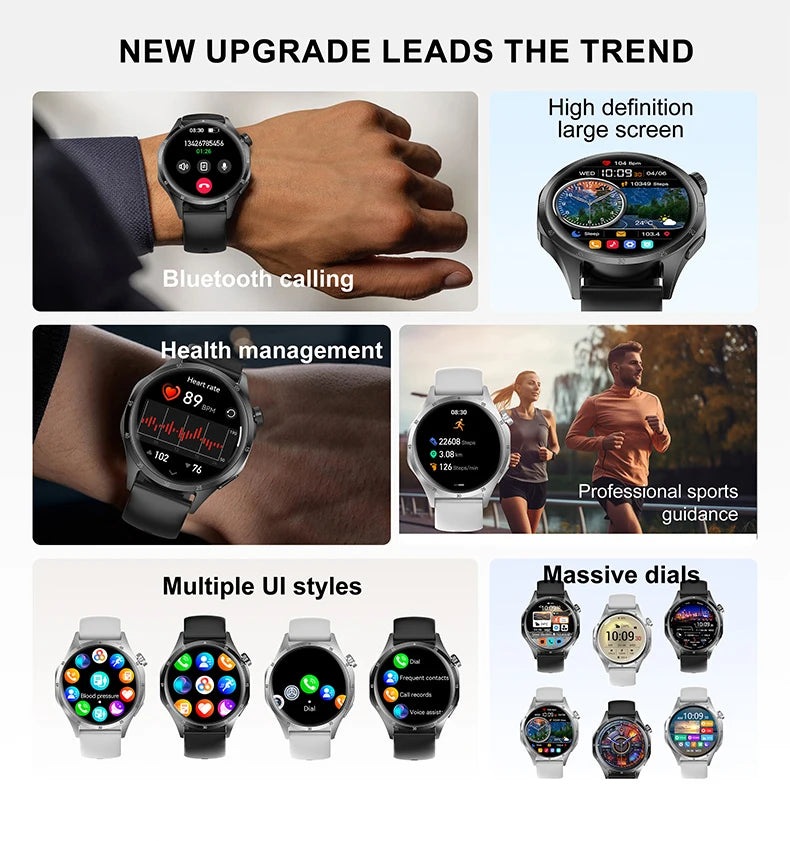 2025 New Mens Smart Watch 360 * 360 Bluetooth Call Smartwatch AMOLED Screen GPS Smart Watches NFC Waterproof Smart Watch for Men