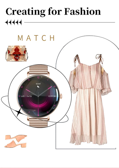 LIGE 2025 New Smart Watch Women 1.43" AMOLED HD Screen Heart Rate Sport Fitness Bluetooth Call Ladies Smartwatch For Android IOS