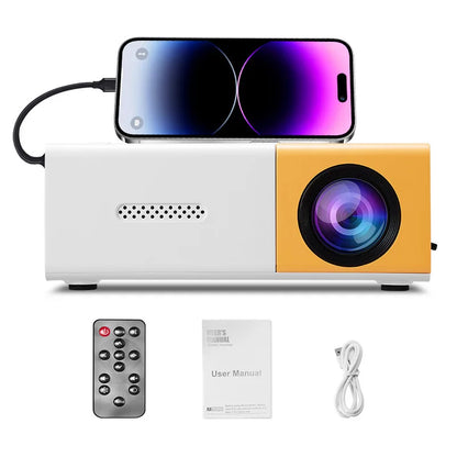 Smart Mini Portable Projector, 180° Adjustable Angle, Compatible, USB, Smartphone, TV Box, Laptop-for Movies and Presentations