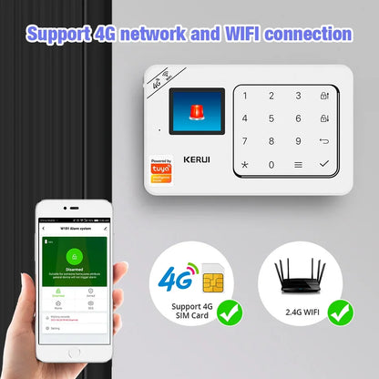 KERUI NEW 4G/WiFi Home Alarm System Tuya Smart Home Sesurity Alarm Wireless Burglary Protection PIR Motion Sensor APP Control