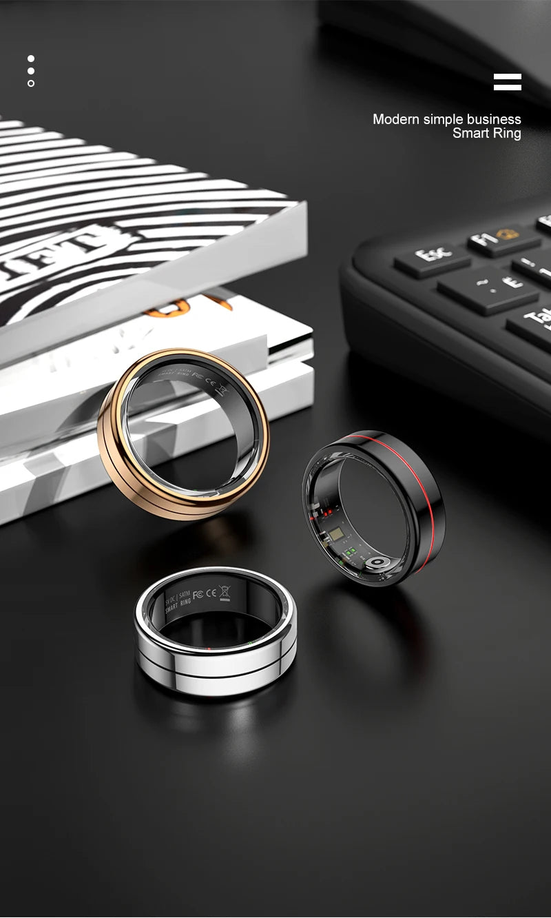 R04 Smart Ring for Men Women 5ATM Waterproof With Charging Case Health and Sleep Monitor Ring Multi-sport Mode Camera Control