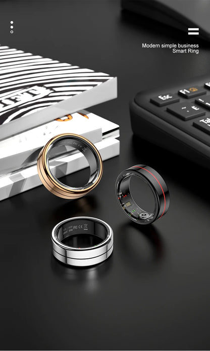 R04 Smart Ring for Men Women 5ATM Waterproof With Charging Case Health and Sleep Monitor Ring Multi-sport Mode Camera Control