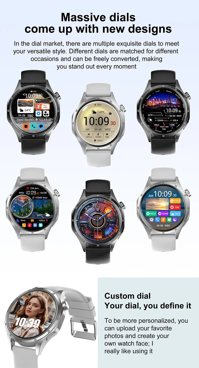2025 New Mens Smart Watch 360 * 360 Bluetooth Call Smartwatch AMOLED Screen GPS Smart Watches NFC Waterproof Smart Watch for Men
