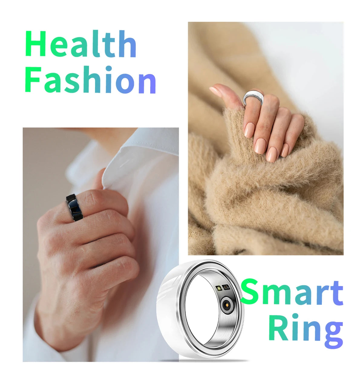 R08M Smart Ring Sport Waterproof Nano Ceramic Stainless Steel Rings For Heart Rate Blood Oxygen Sleep Health Fitness Monitoring