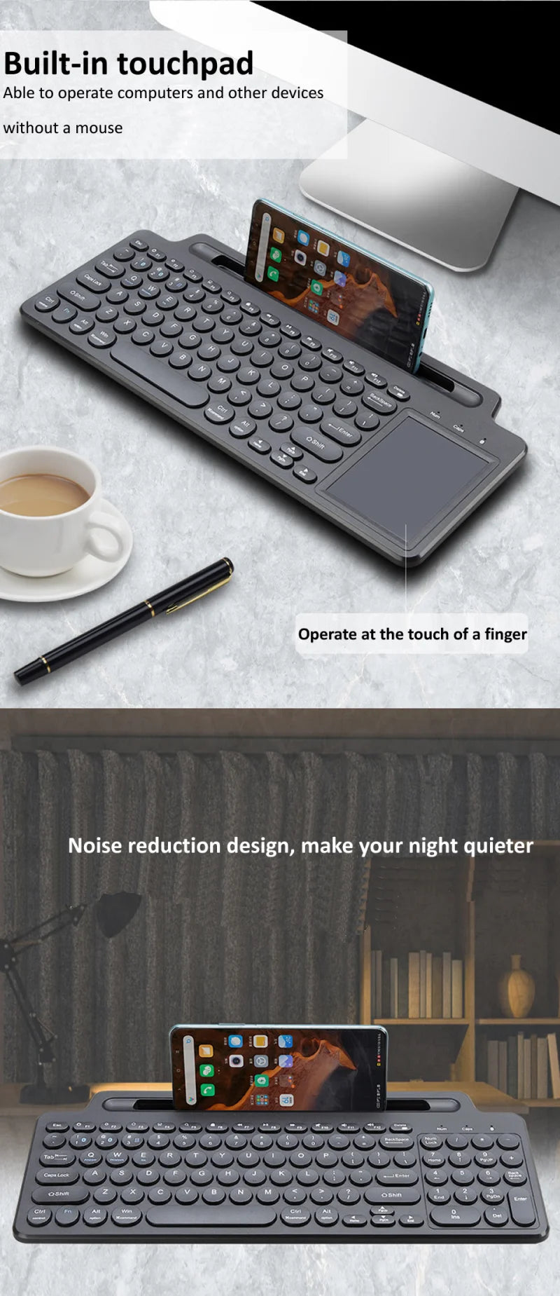 Wireless Keyboard Bluetooth Keyboard Mouse Card Slot Numeric Keypad for Android IOS Desktop Laptop PC Gamer