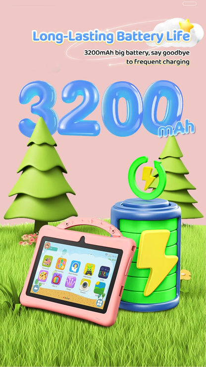 2025 New Kid's Tablet Android 14 7.1 HD Screen 1280*600 IPS 4GB+128GB Memory 3200mAh GPS Satellite Positioning Tablet Boys Girls