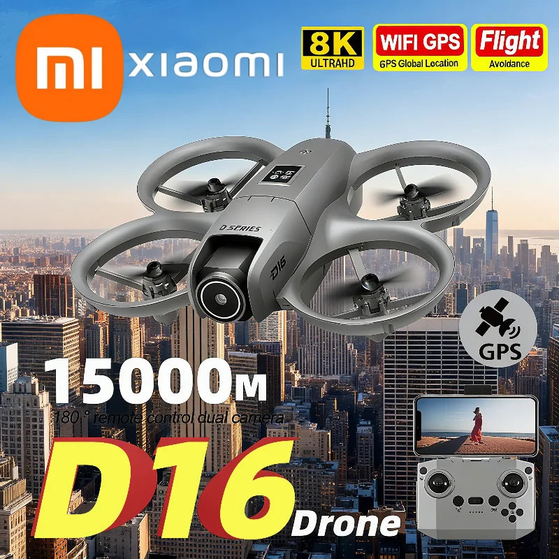XIAOMI D16 Mini Drone 8K HD Dual Camera Profesional 180° Electric Adjustable GPS Positioning Obstacle avoidance Bushless UAV