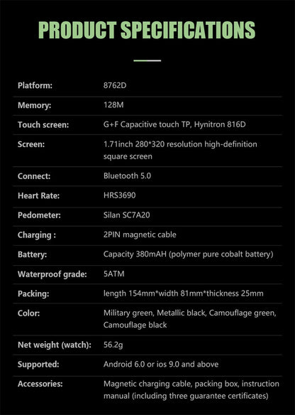 Smart Watch Men Swim IP68 ATM Waterproof Smart Clock Outdoor Sports Fitness Tracker Health Monitor Smartwatch For Android IOS