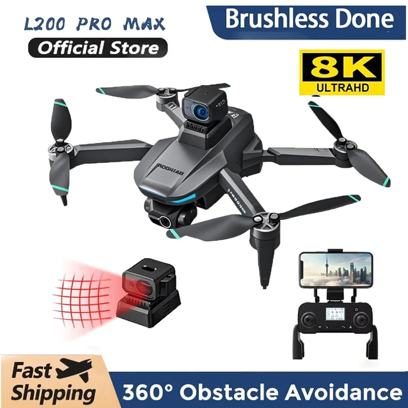 8K Professional Drone Dual Camera Obstacle Avoidance Flyer 2 Axis Gimbal Brushless Helicopter GPS RC Toys New L200 PRO MAX