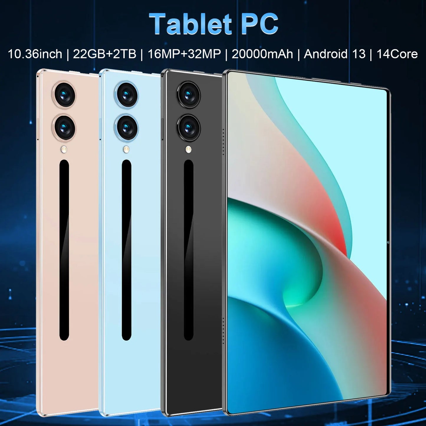2025 Tablet Android 20000mAh 10.36 inch Global Version 22GB+2TB New Network 14 Core Android 13.0 Wifi Tablet