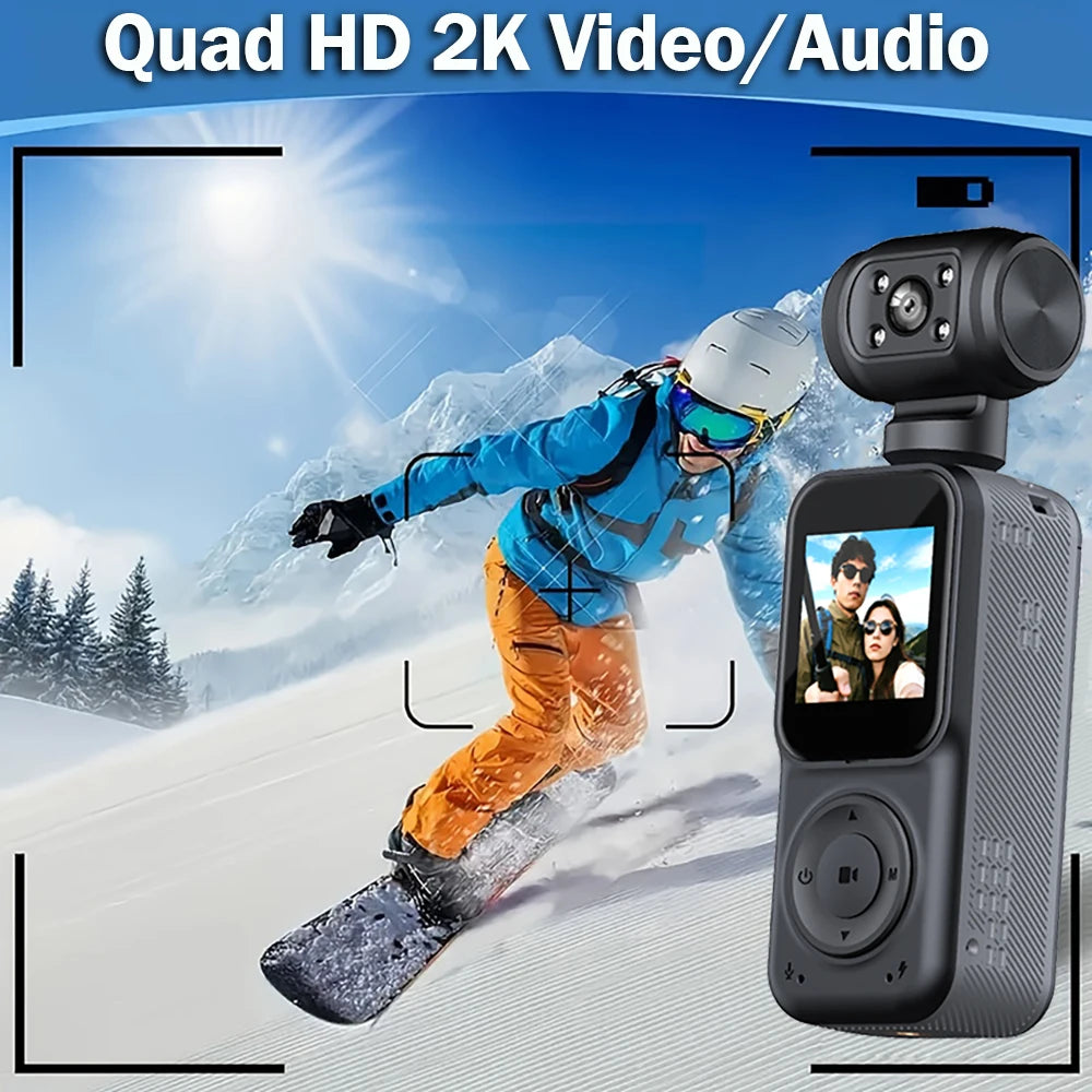 1440P QHD Display 2K Handheld Sports Pocket Camera 270° Rotatable WIFI Control Video Recorder WIFI Control Motion Camera