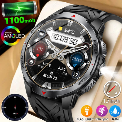 LIGE New 1100mAh Large Battery Sports Smart Watch Men Waterproof BT Call Smartwatch Men Sleep Heart Rate Monitor Compass Watches