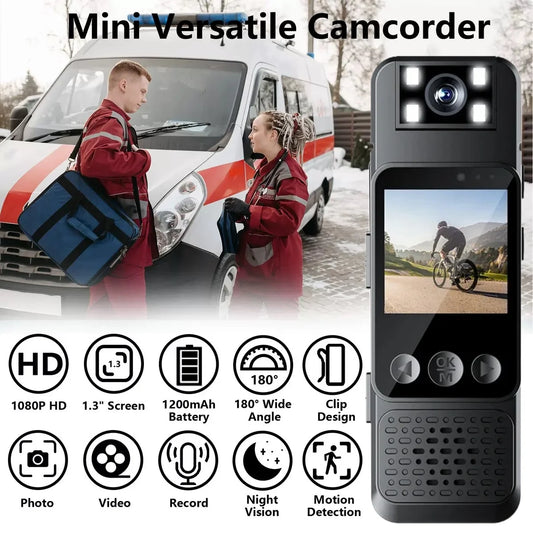 New 1080P HD Body Sports Camera WiFi Back Clip Police Camera for Law Enforcement Outdoor Sports Vlog Recorder with Fill Light