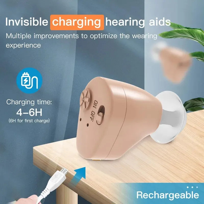 Noise-Reducing Hearing Aid Earphones Assistive Listening Earphones for the Deafness Behind Ear Adjustable Amplifier Speaker