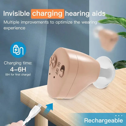 Noise-Reducing Hearing Aid Earphones Assistive Listening Earphones for the Deafness Behind Ear Adjustable Amplifier Speaker