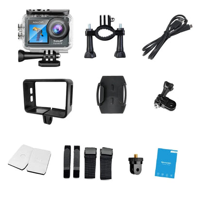 Action Camera Full HD 1080P 12MP Waterproof 30M Underwater Dual Screen With WiFi Wide Angle Sport Camera With Motion Detection
