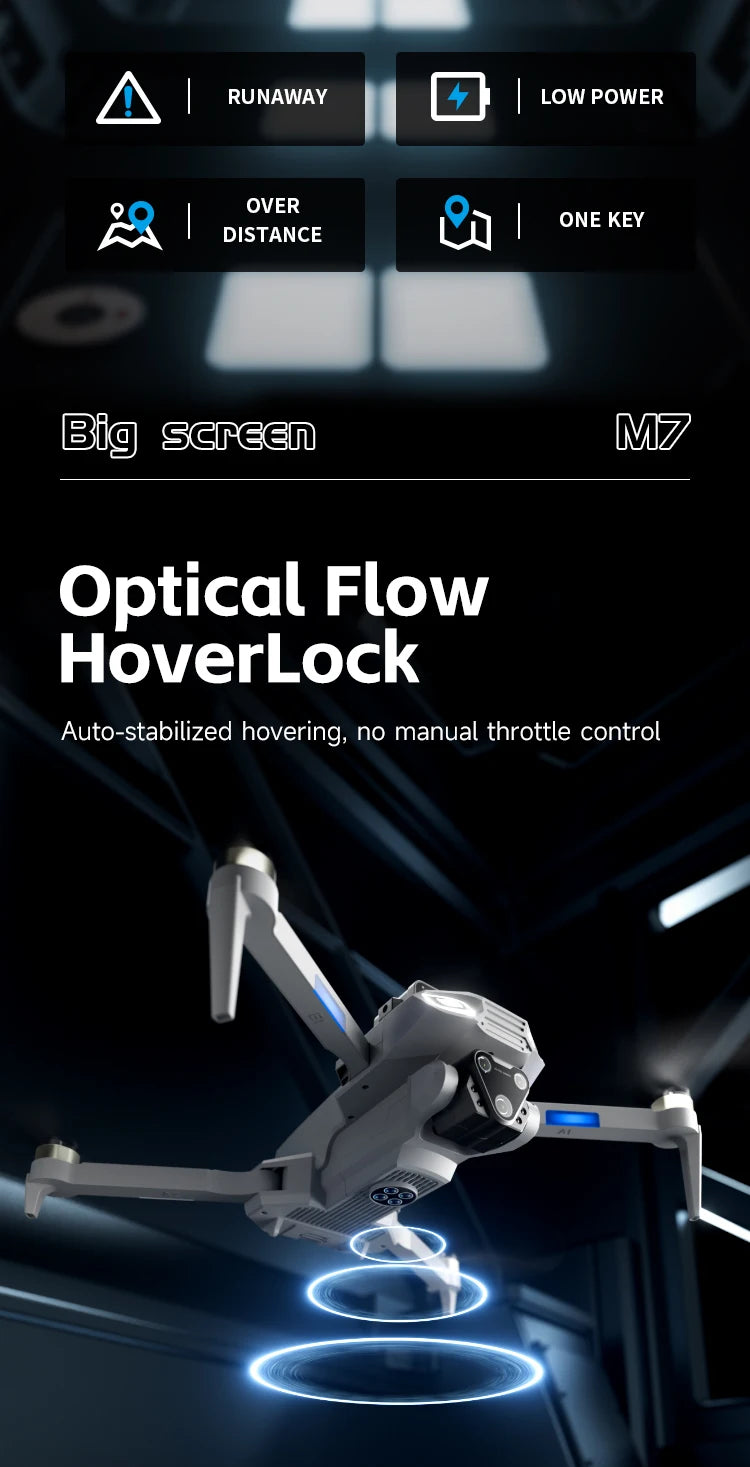 M7 Mini Drone Professional GPS 8K HD Camera Drones 5G WIFI FPV Video 4k UAV 4.5 inch large screen remote control RC Dron