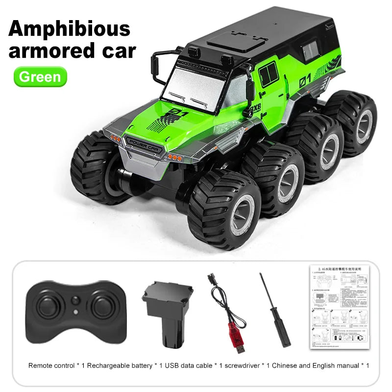 JJRC 8x8 2.4G Remote Control Car 8wd Off-road Amphibious Stunt Vehicle 8-Wheel Speed Racing Truck Waterproof Crawler Toys