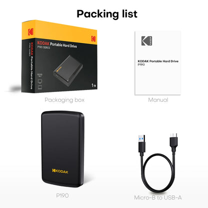 KODAK External Hard Drive 1T 500GB USB3.0 High Speed Gaming Storage Portable External Disk for Laptop Desktop PS4 PS5