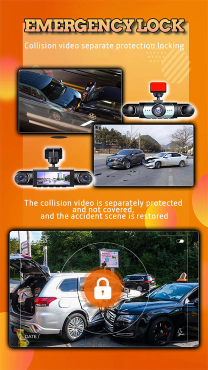 Dash Cam for Car 3/4 Channels Video Recorder 1080P Car DVR  Front inside Rotatable and Rear View Night Vision Car accessory