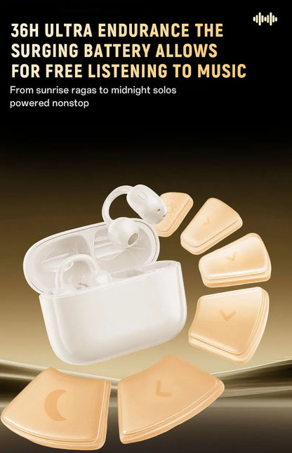 Ear Clip Earbuds 6th Gen Bluetooth 6.0 Headphones Surround Sound Earphone Touch Control Wireless Headset Noise Reduction HD Call