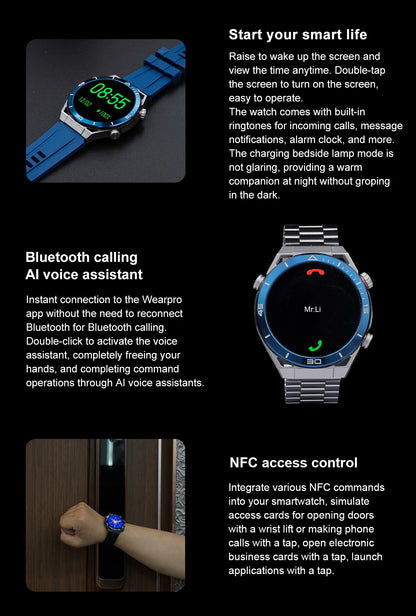 For IOS Android NFC Smart Watch Men GPS Tracker AMOLED 454*454 HD Screen Heart Rate ECG+PPG Bluetooth Call Smartwatches 2024 New