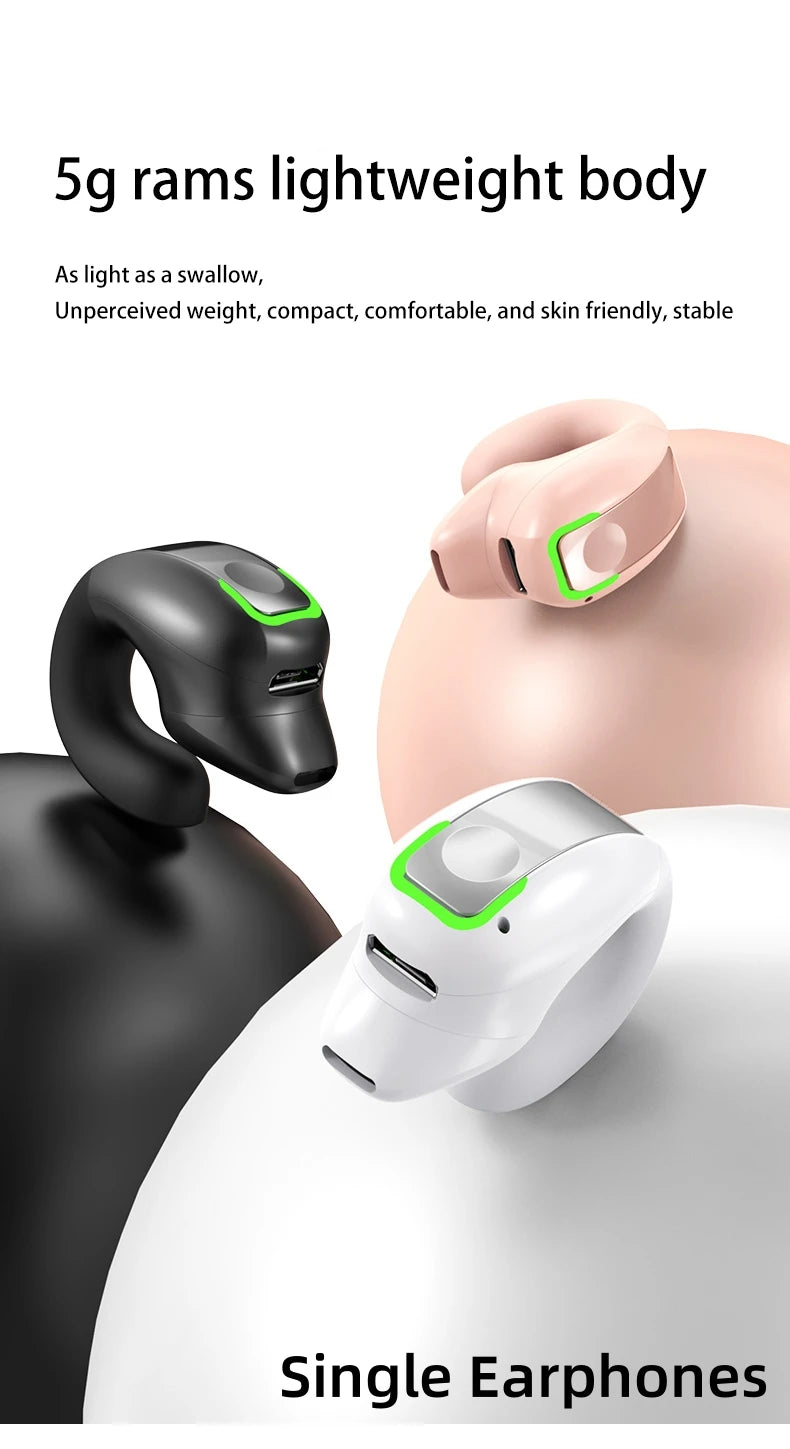 Ear clip earphones, Bluetooth wireless earphones, comfortable to wear for sports, office, leisure, and long battery life