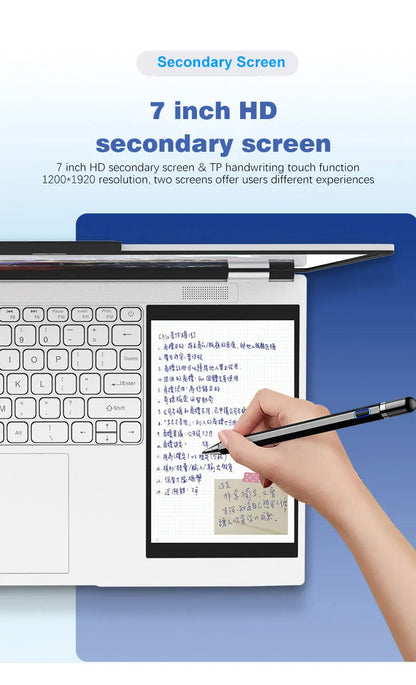 CRELANDER Intel N100 Notebook 15.6 " 2K +7" Touch Screen Quad Core 16GB WIFI Windows11 Portablet PC Computer Dual Screen Laptop