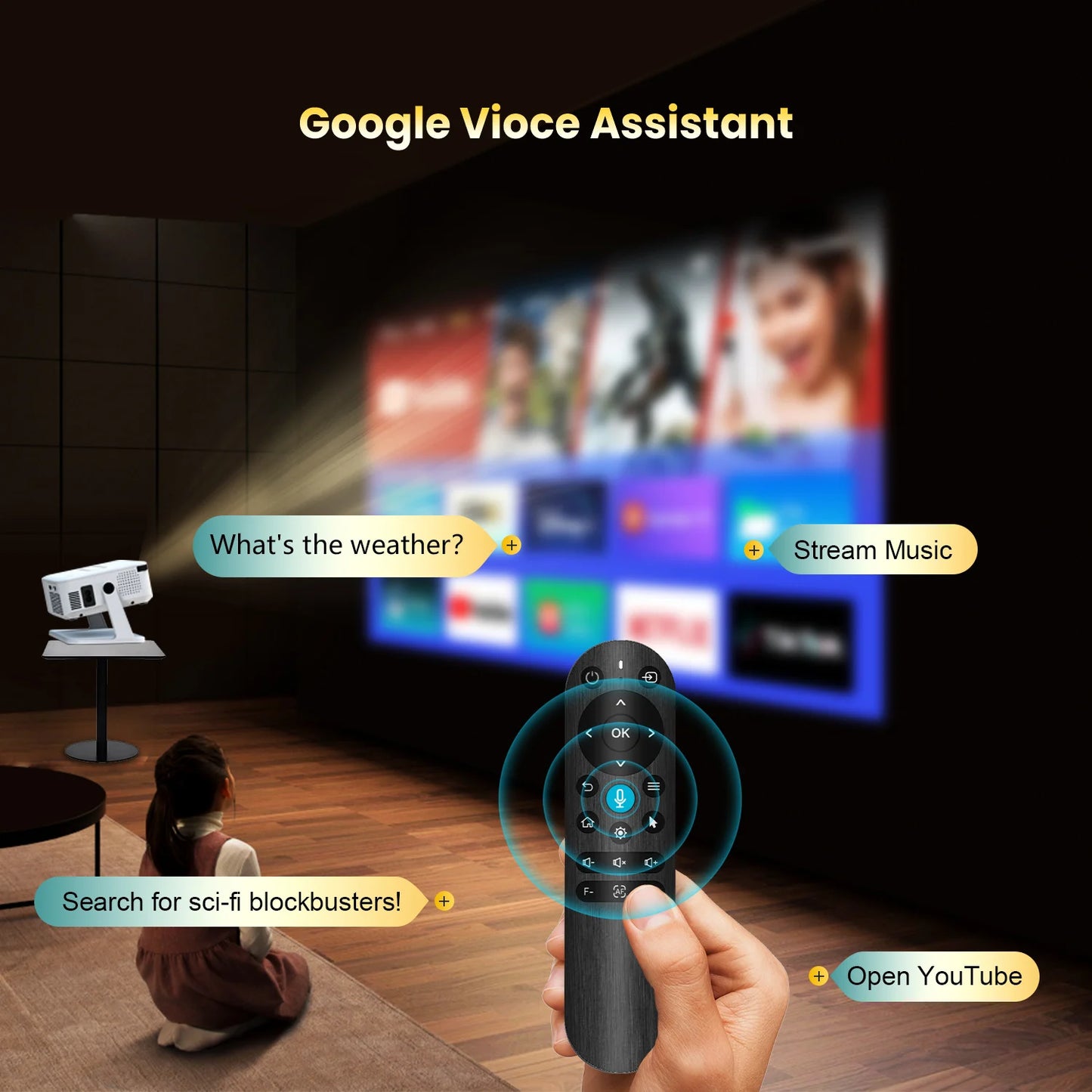 Digital Projector Android With Holder HD Video Smart Projector Outdoor with HDMI USB Wireless Connection for Home Cinema Out