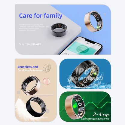 New for Xiaomi smart ring， equipped with healthmonitor， sleep monitor, men's and women's waterproof multifunctional sports ring