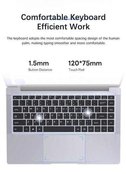 Laptop Computer Windows 11 Pro Intel Atom A3950 2025 Notebook PC 12GB RAM 512GB 1TB 2TB SSD 1920*1080P Office Study Computer