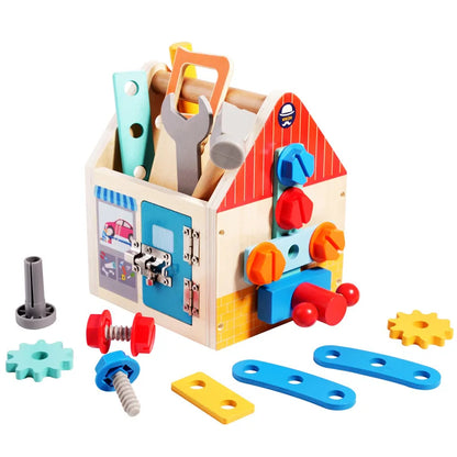 Tool Bench for Kids Toy Play Workbench Wooden Tool Bench Workshop Workbench with Tools Set Wooden Construction Bench Toy for Boy