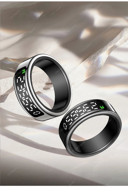 Smart Ring with Wireless Charging for Men Women LED Display Screen Health Sleep Monitor 5ATM Waterproof Multi-sport Mode Rings