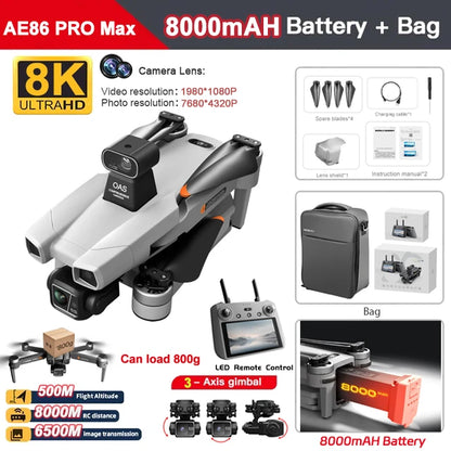 AE86 PRO MAX/S155 GPS Drone Professional 8K 3-axis PTZ Aerial Obstacle-Avoiding Brushless Motor 5G WIFI RC Quadcopter Toys