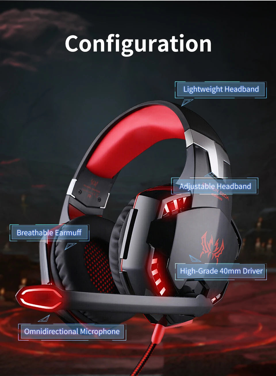 G2000 Gaming Headsets Big Headphones with Light Mic Stereo Earphones Deep Bass for PC Computer Gamer Laptop PS4 New X-BOX