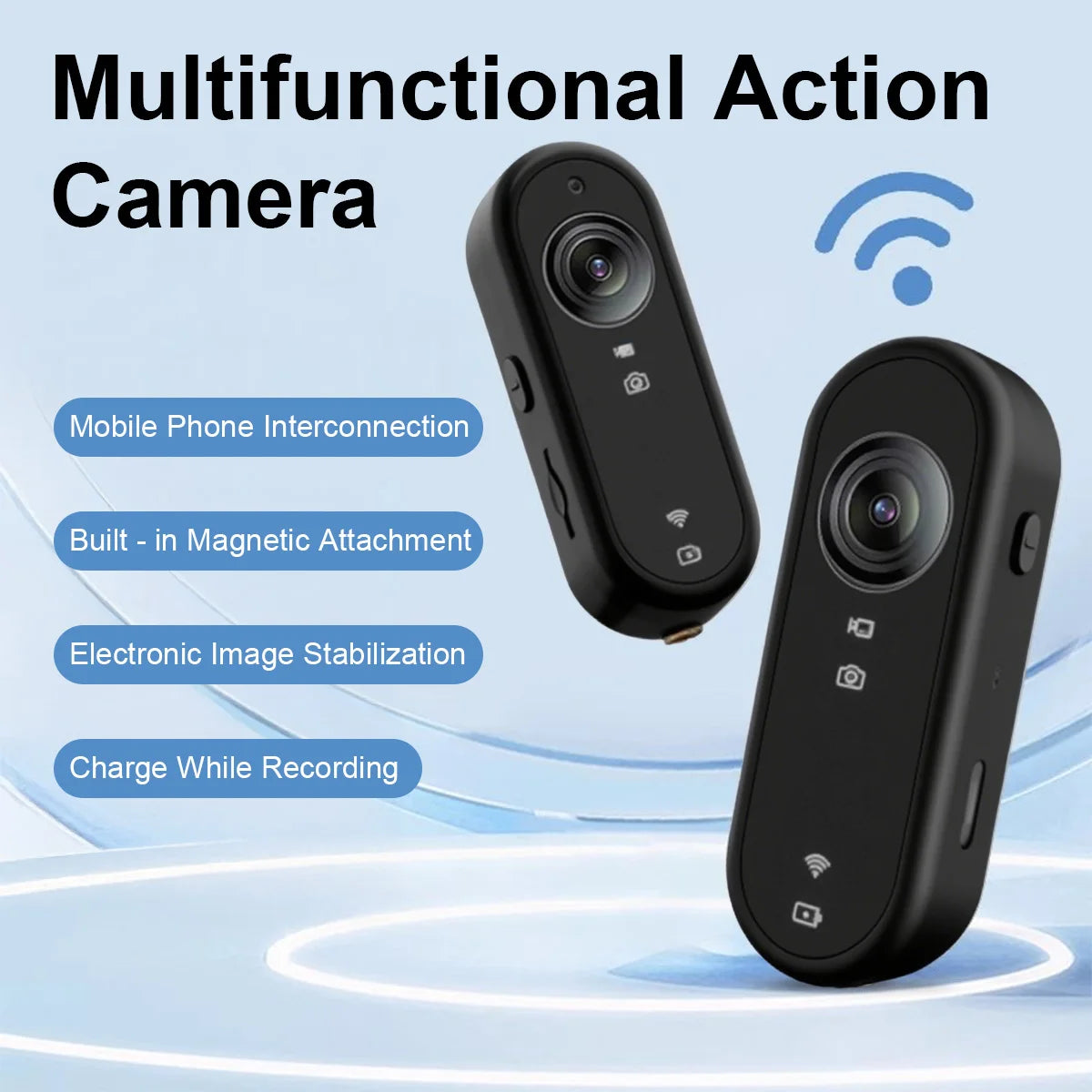 Multifunctional 4K Sports Camera WiFi Waterproof 120° Wide Angle Magnetic Mount Loop Recording for Cycling Travel Adventure