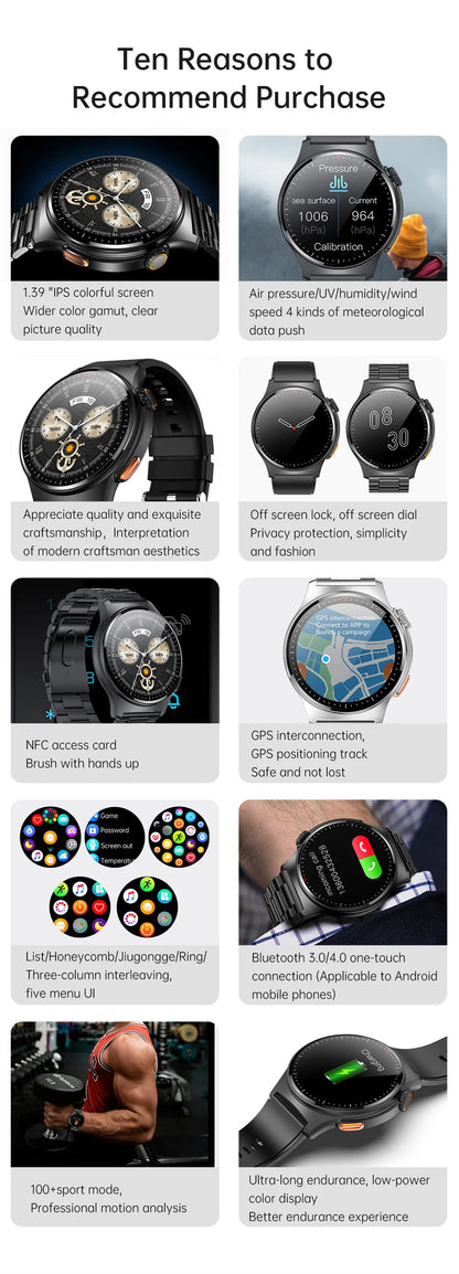 2025 New ECG+PPG Smartwatch Men's NFC Full Screen Touch Health Monitoring Bluetooth Call Smart Watch Android IOS